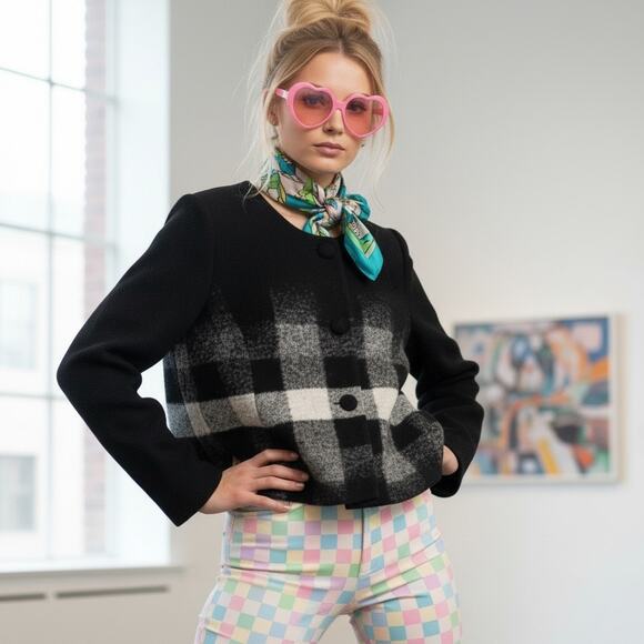 Pendleton Jackets & Blazers - Vintage 90s Pendleton Ombre Plaid Wool Coat Dark Academia NWT L